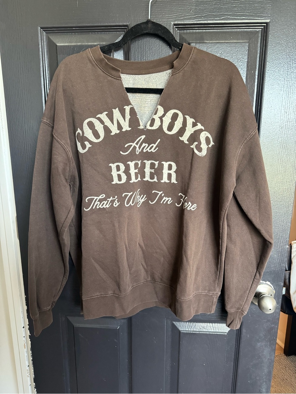 Buckle Brown Crewneck Sweatshirt with Cream Graphic